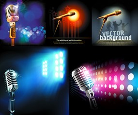 幻彩麦克风光晕背景矢量图素材